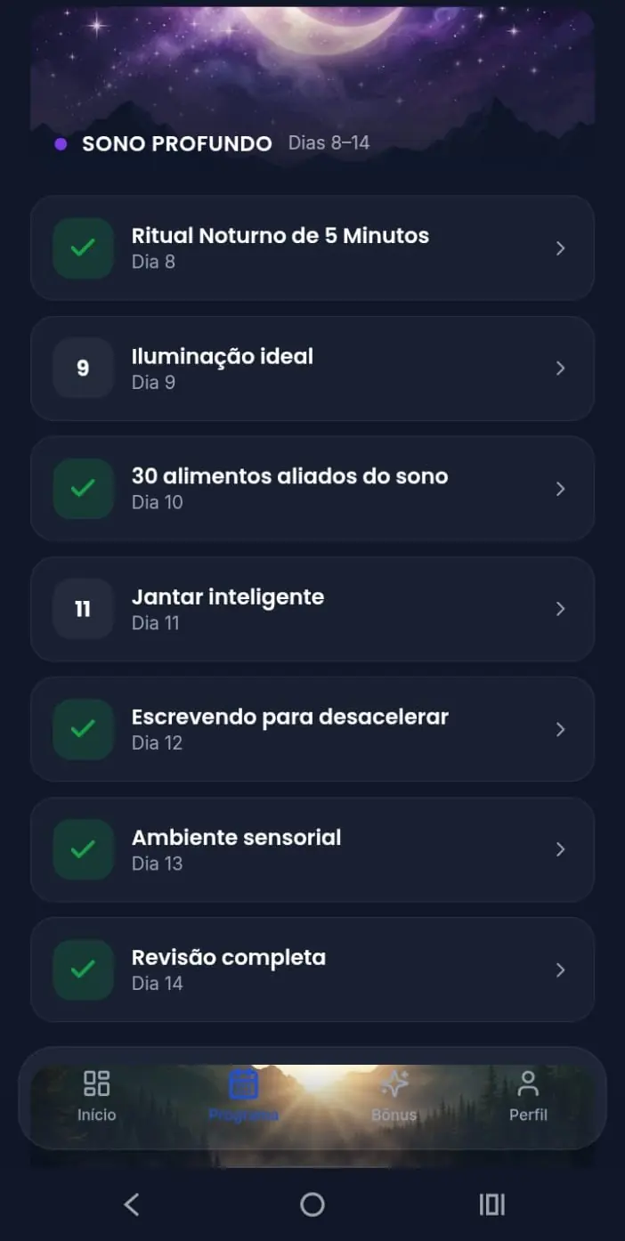 Missões da fase Sono profundo do Biohacking do Sono